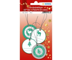 Kingipaki etiketid Herma, 6 tk - jõulud ümar, roheline